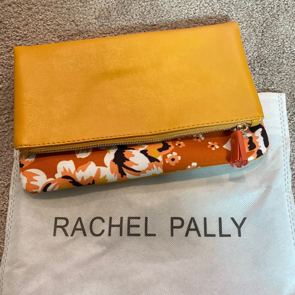 Rachel Palley fold over floral and mustard clutch